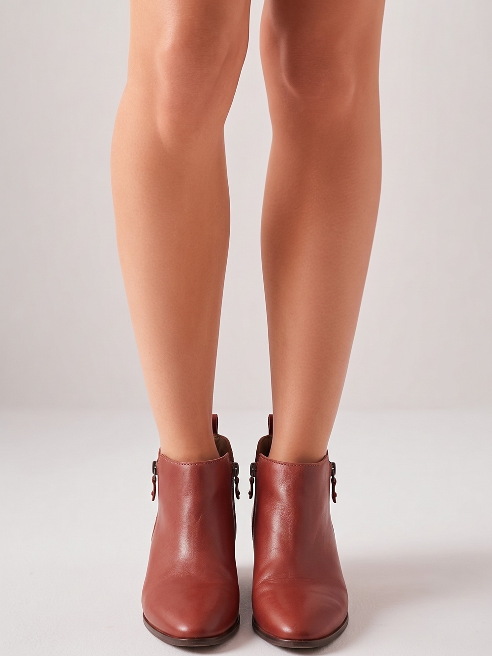 Vionic Cecily Leather Ankle Boots Women's 7.5 Cognac Brown Side Zips - Picture 2 of 13